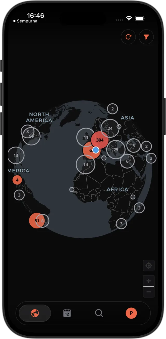 The planet screen of the beatbox·world app